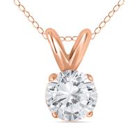 1/2 Carat Diamond Solitaire Pendant in 10K Rose Gold