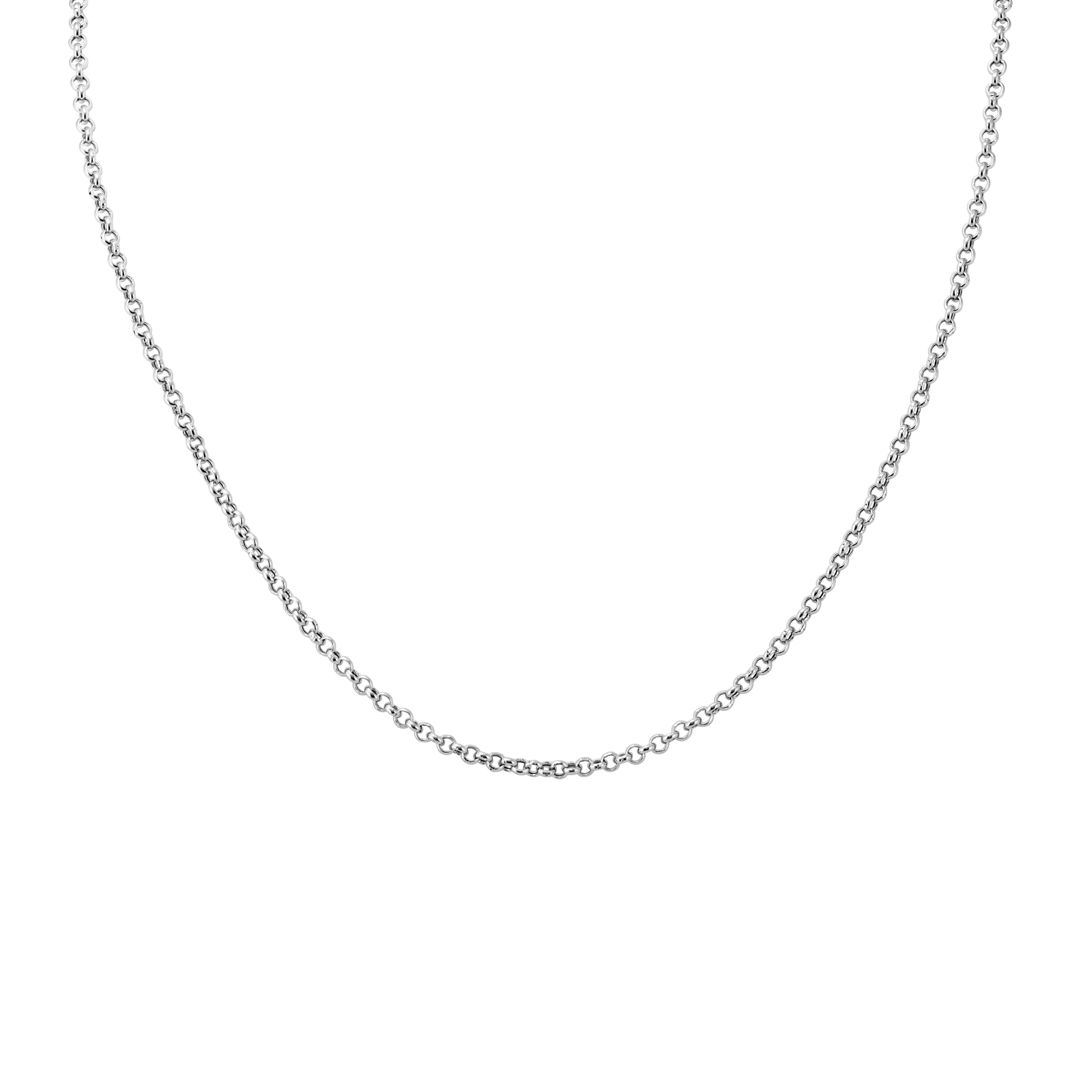14K White Gold 2.3mm Rolo Chain with Lobster Clasp - 30 Inch