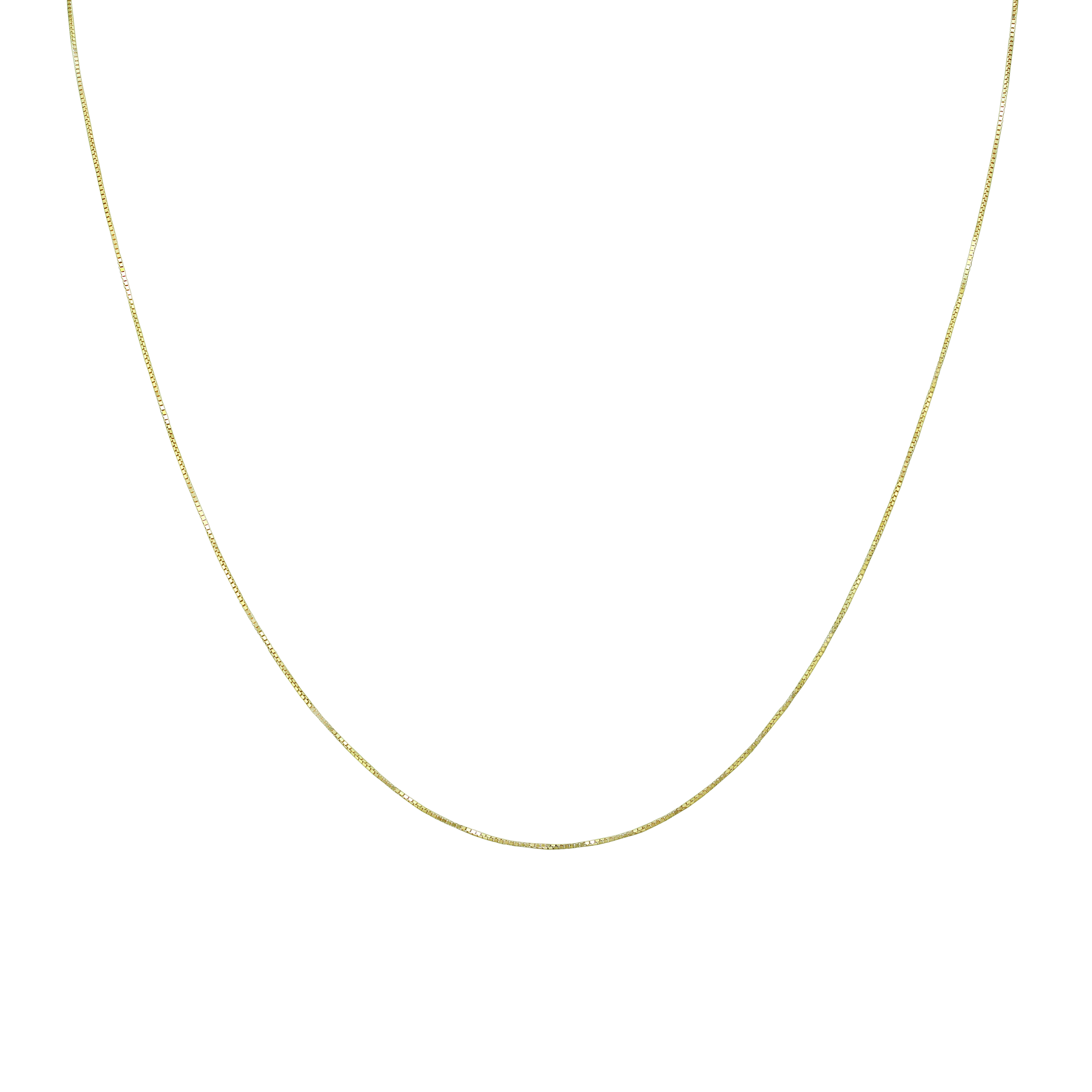 10K Yellow Gold 0.6mm Shiny Classic Box Chain with Spring Ring Clasp - 20 Inch