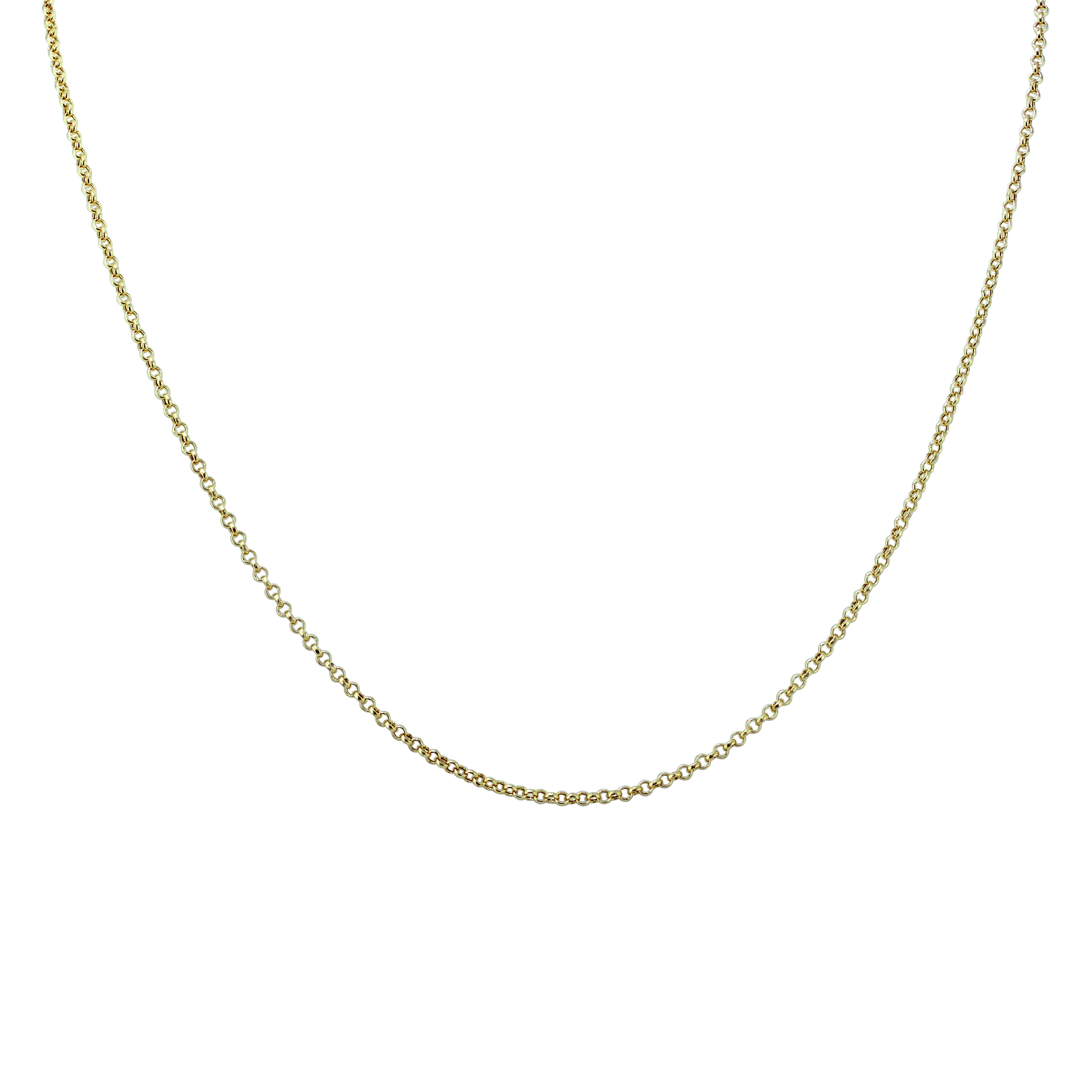 14K Yellow Gold 1.9mm Rolo Chain with Spring Ring Clasp - 24 Inch