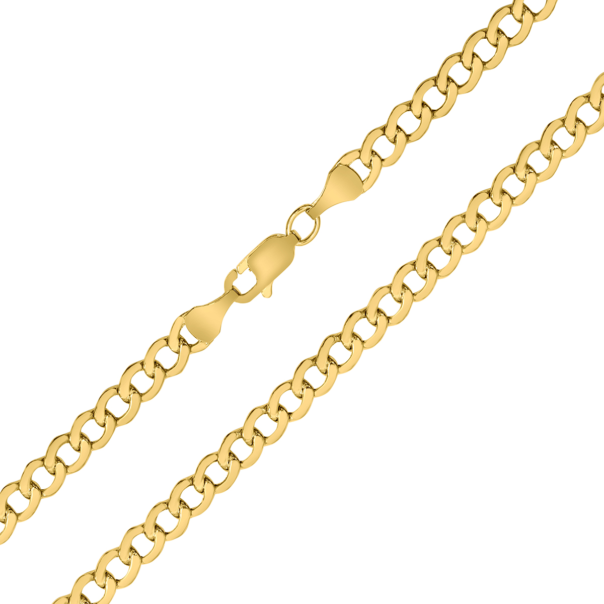 14K Yellow Gold 4.4mm Oval Curb Chain with Lobster Clasp - 22 Inch
