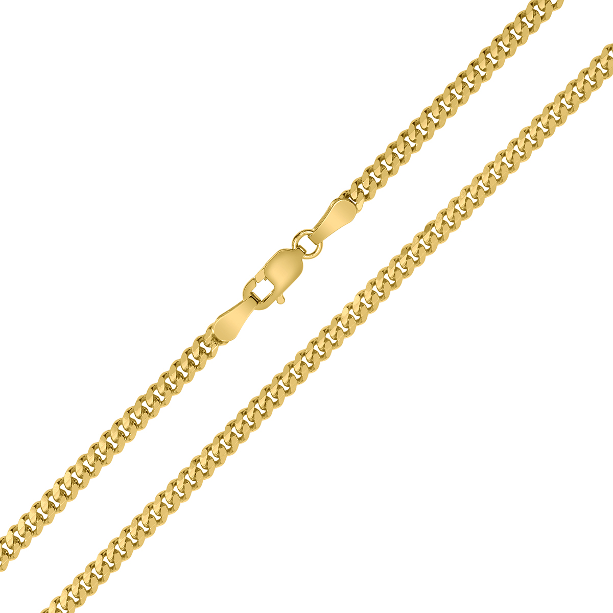 14K Yellow Gold 3mm Diamond Cut Gourmette Chain with Lobster Clasp - 18 Inch