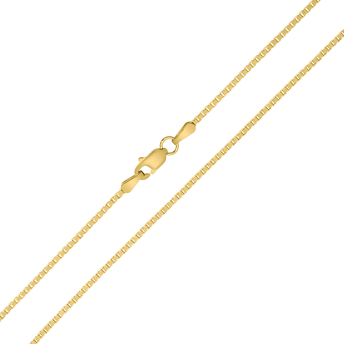 14K Yellow Gold 1.1mm Shiny Square Link Classic Box Chain with Lobster Clasp - 18 Inch