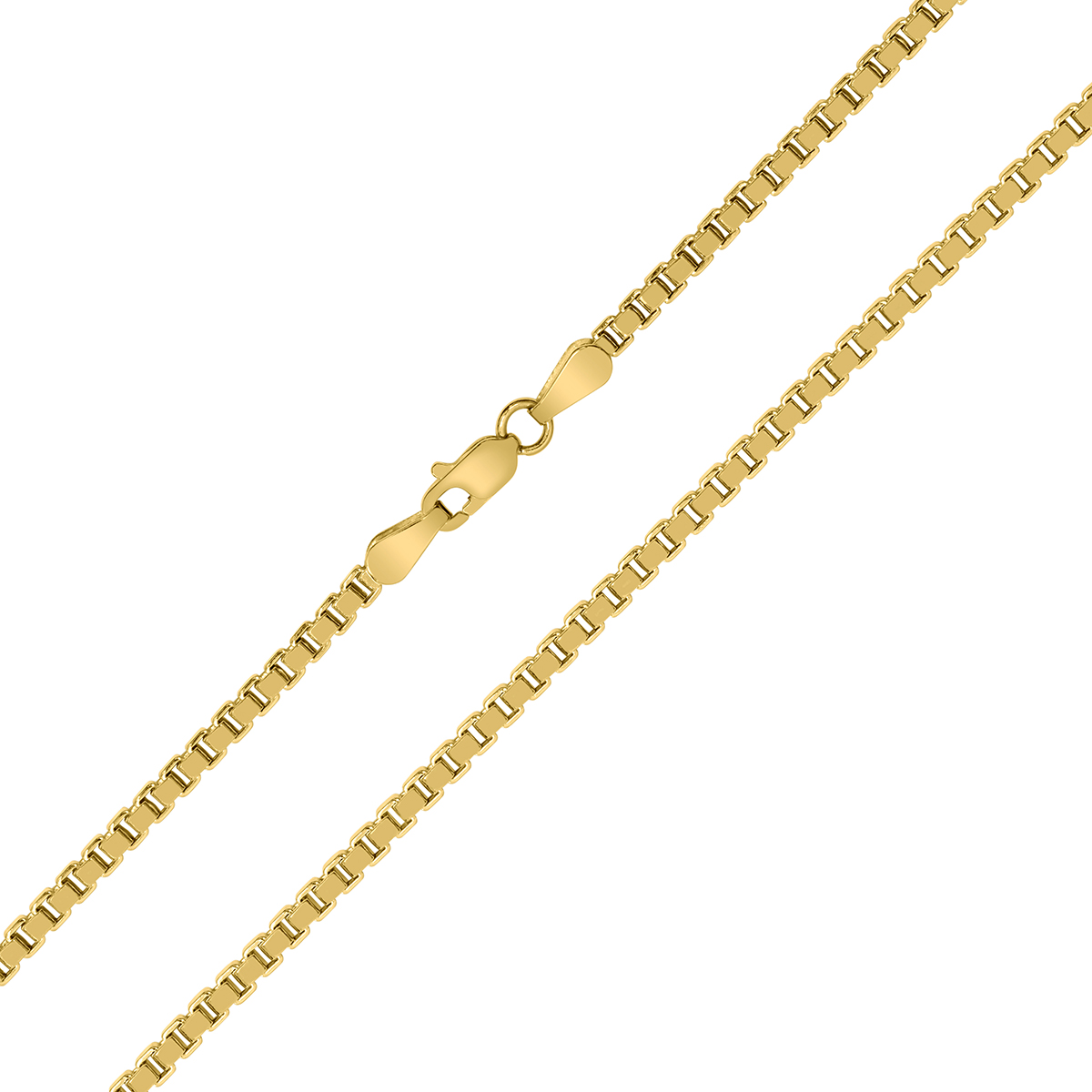 14K Yellow Gold 2.5mm Shiny Square Hollow Classic Box Chain with Lobster Clasp - 22 Inch