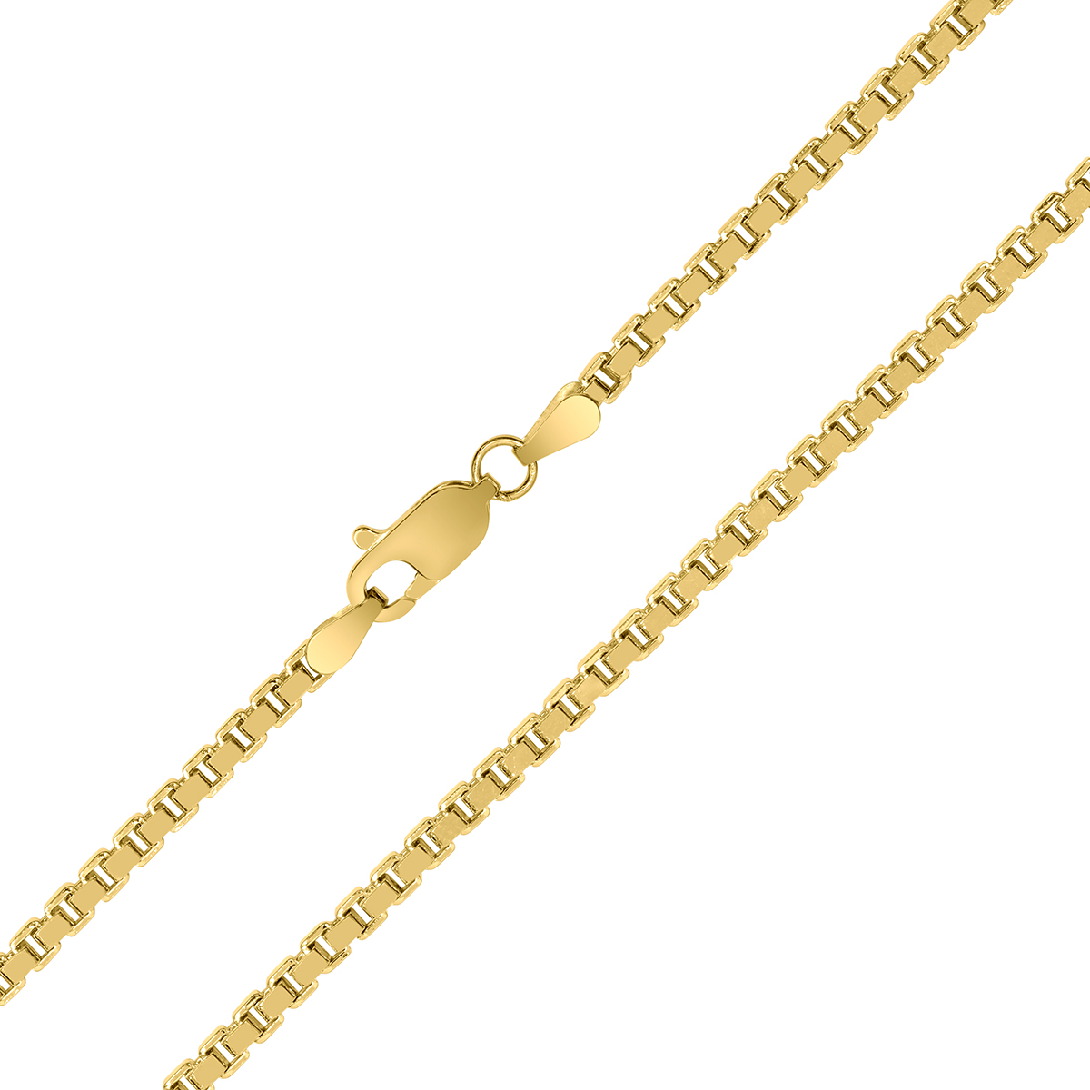 14K Yellow Gold 2.5mm Shiny Square Hollow Classic Box Chain with Lobster Clasp - 20 inch