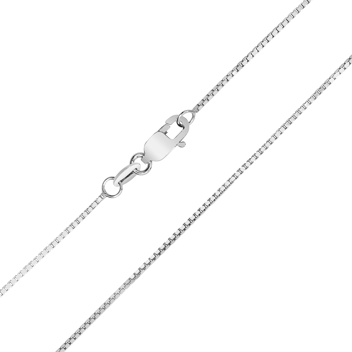 10K White Gold 0.8mm Box Chain with Lobster Clasp - 18 Inch