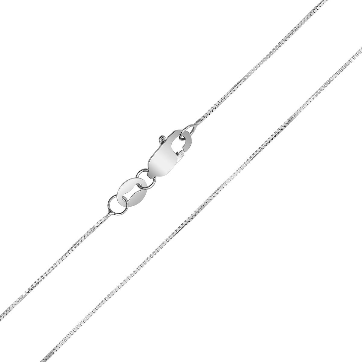 10K White Gold 0.45mm Box Chain with Lobster Clasp - 18 Inch