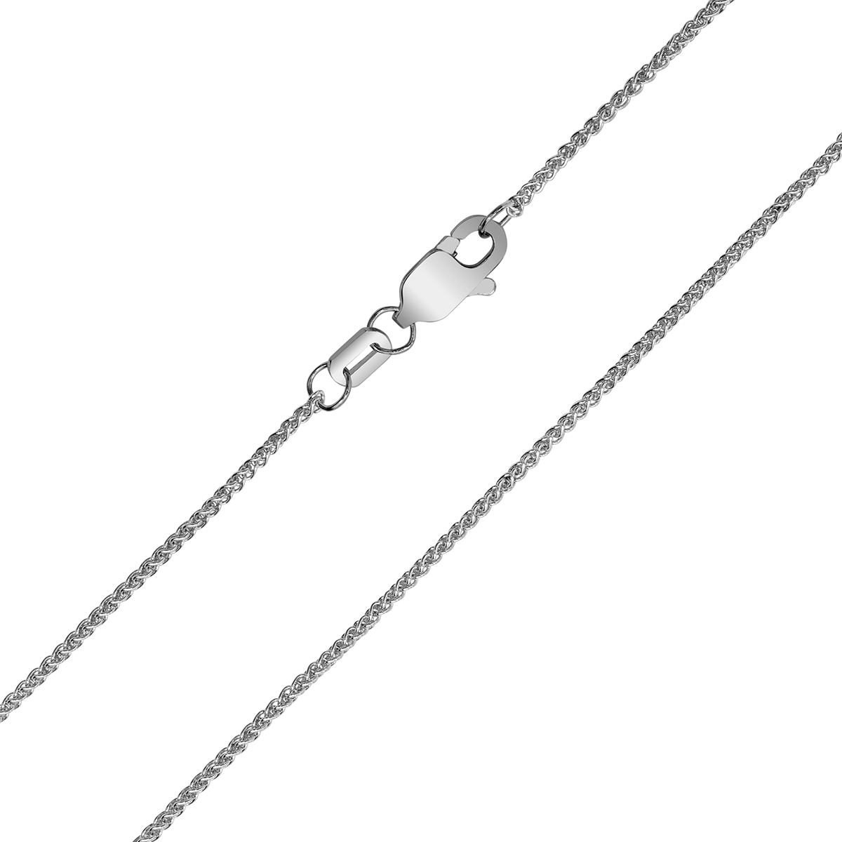 10K White Gold 1mm Wheat Chain with Lobster Clasp - 18 Inch