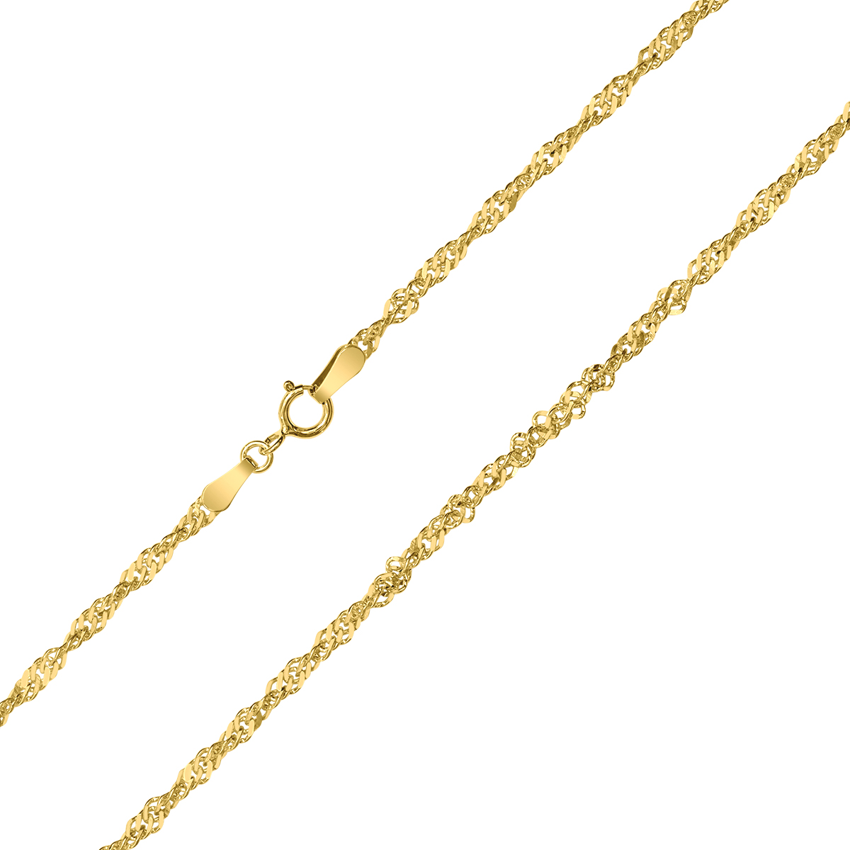10K Yellow Gold 2.2mm Singapore Chain with Spring Ring Clasp - 22 Inch