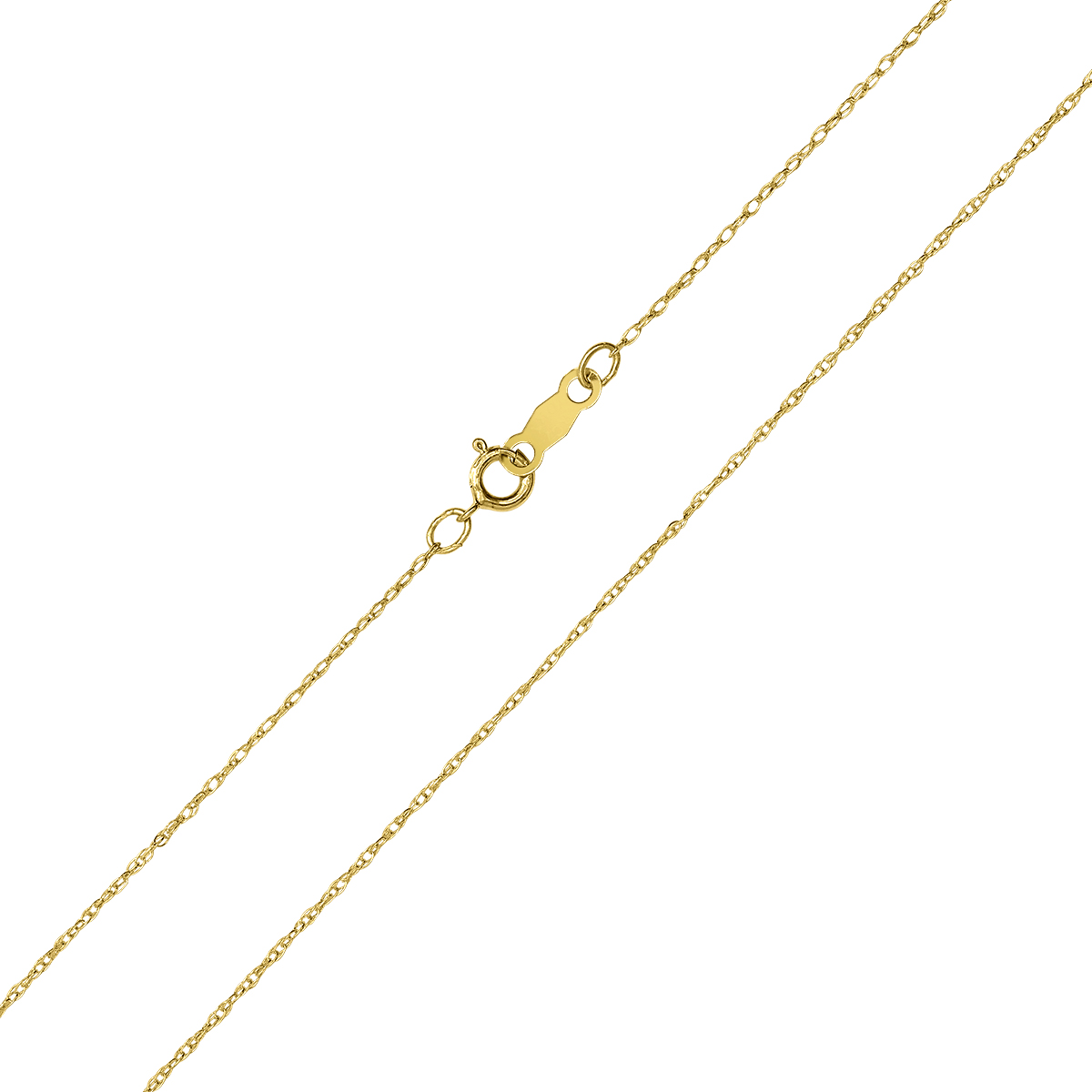 10K Yellow Gold .7MM Shiny Carded Rope Chain with Spring Ring Clasp - 16 Inch