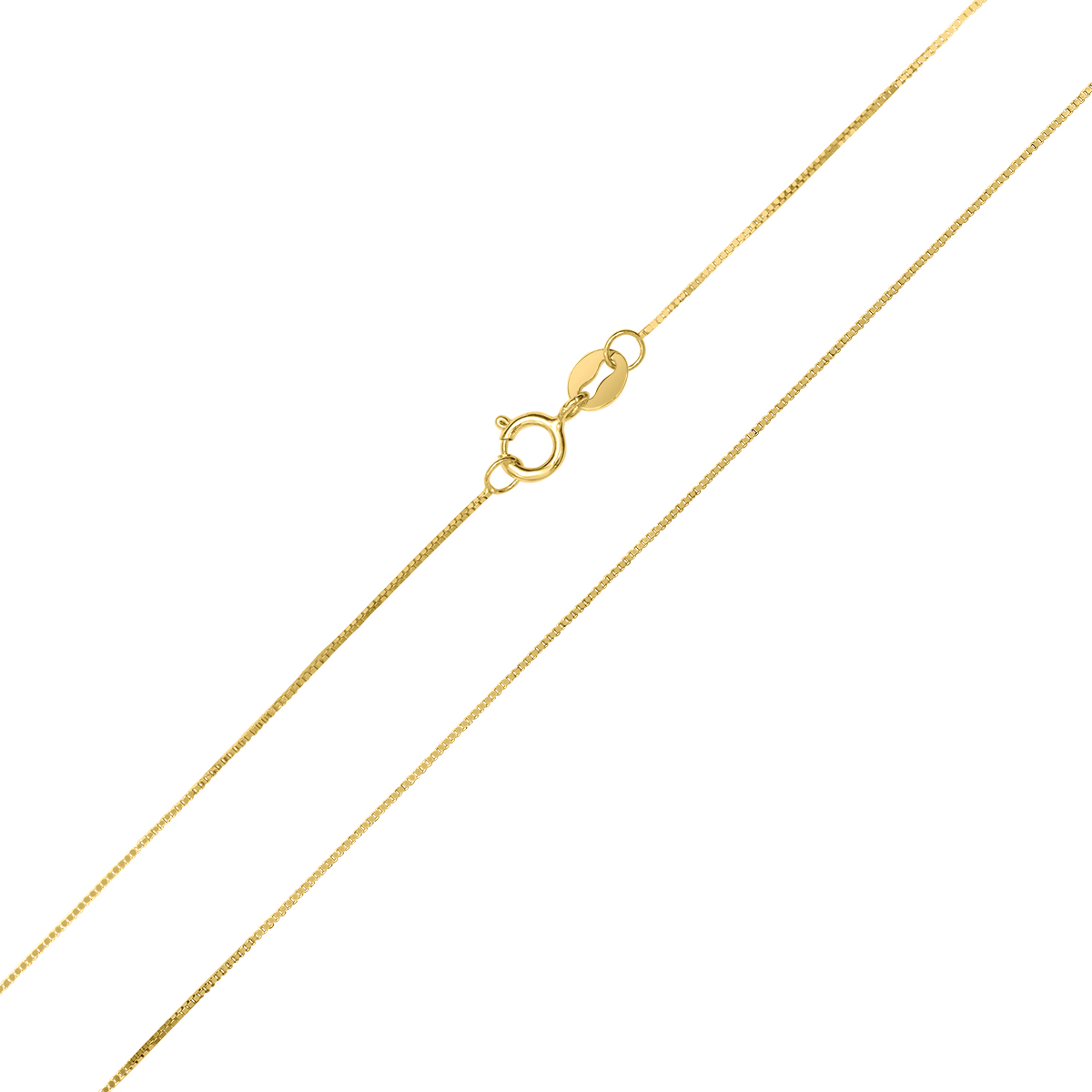 10K Yellow Gold 0.45MM Shiny Box Chain with Spring Ring Clasp - 16 Inch