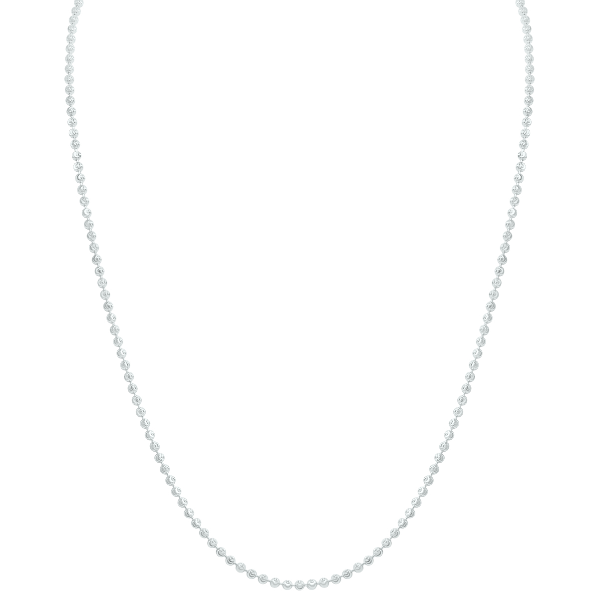 Sterling Silver 2.5mm Moon-cut Bead Chain with Lobster Clasp - 18 Inch