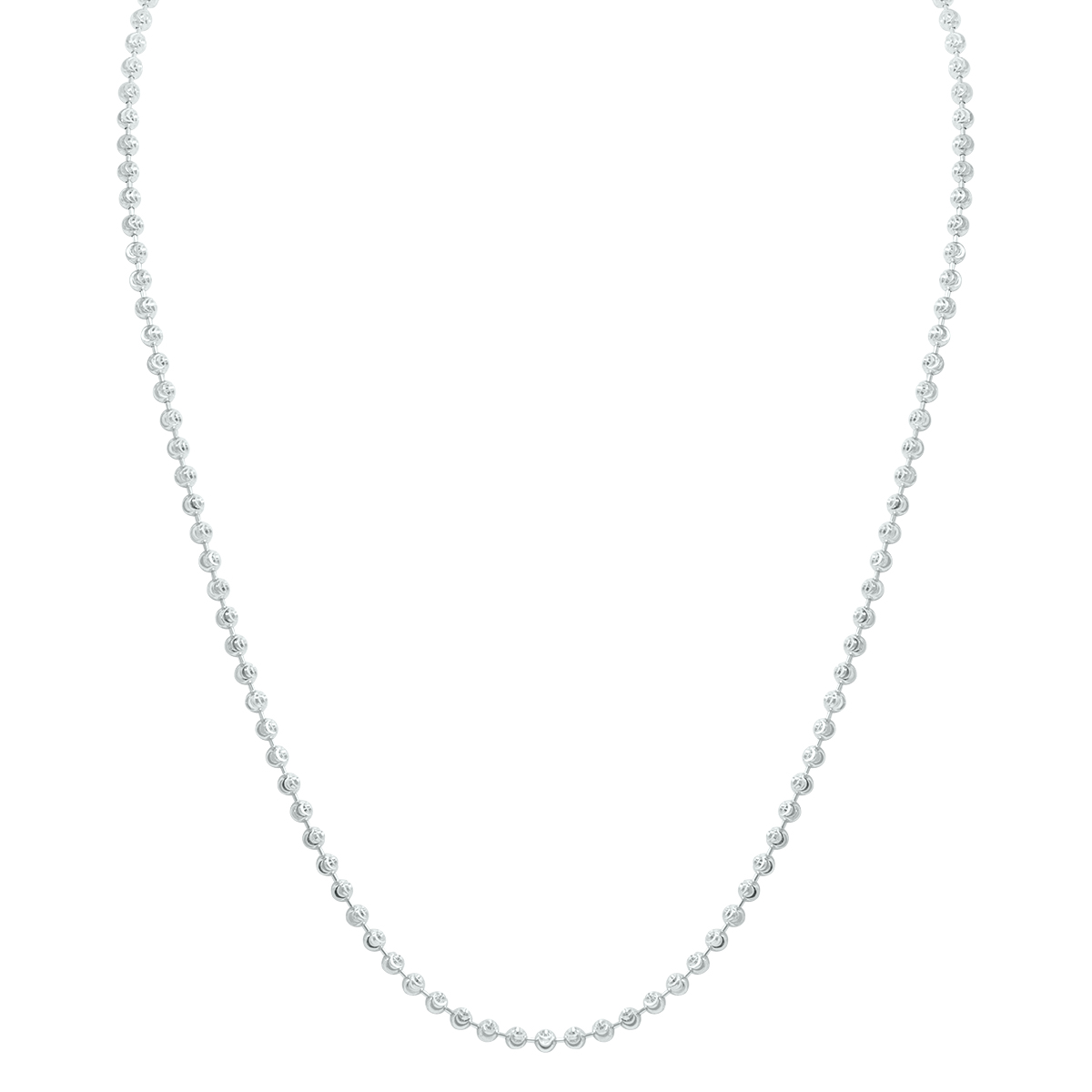 Sterling Silver 3MM Moon-Cut Bead Chain with Lobster Clasp - 18 Inch