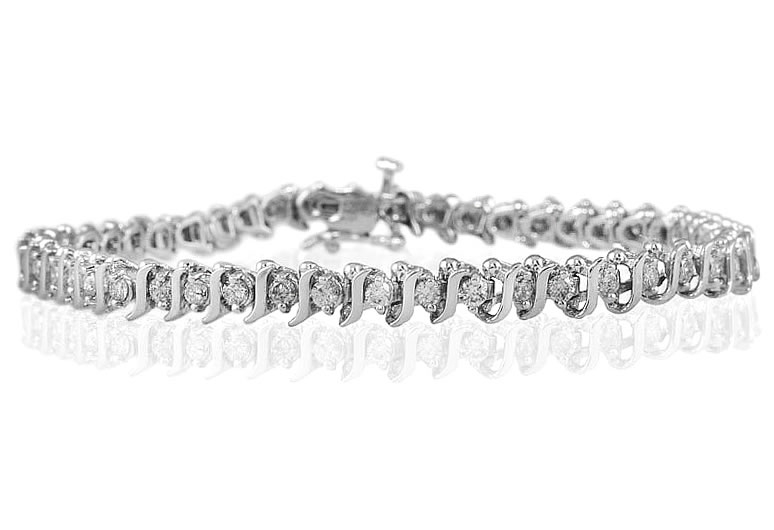 2 Carat Diamond S- Link Bracelet in 14k White Gold