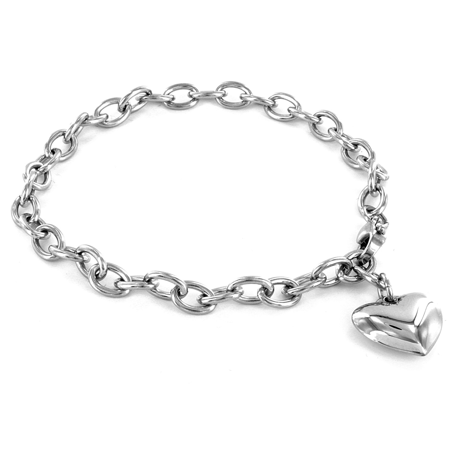 Stainless Steel Heart Charm Bracelet