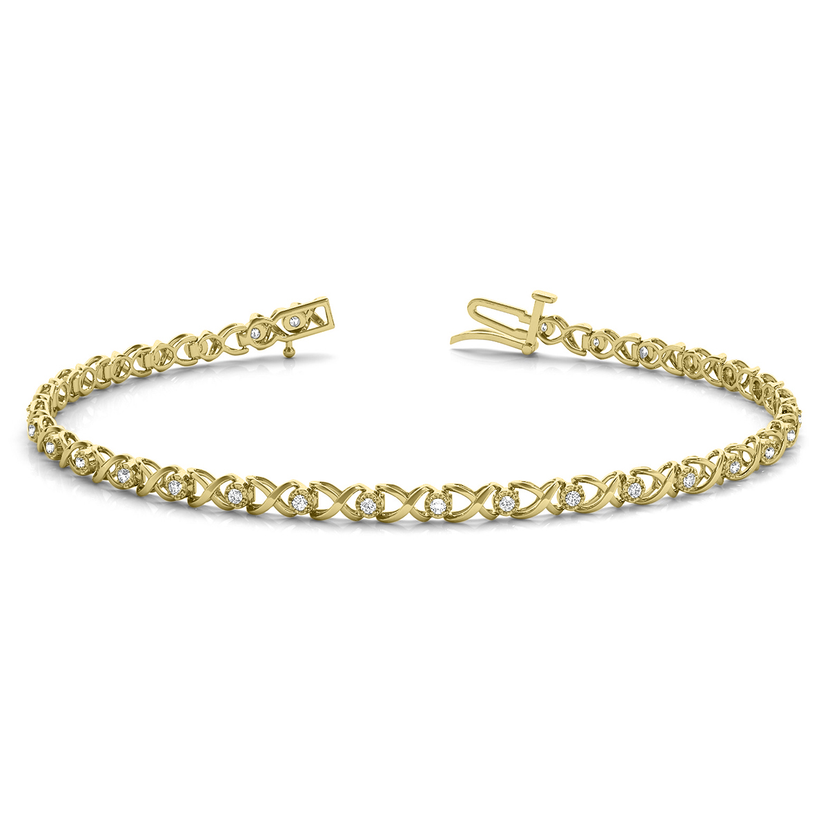 1/4 Carat TW Hugs and Kisses Diamond Bracelet in 10K Yellow Gold