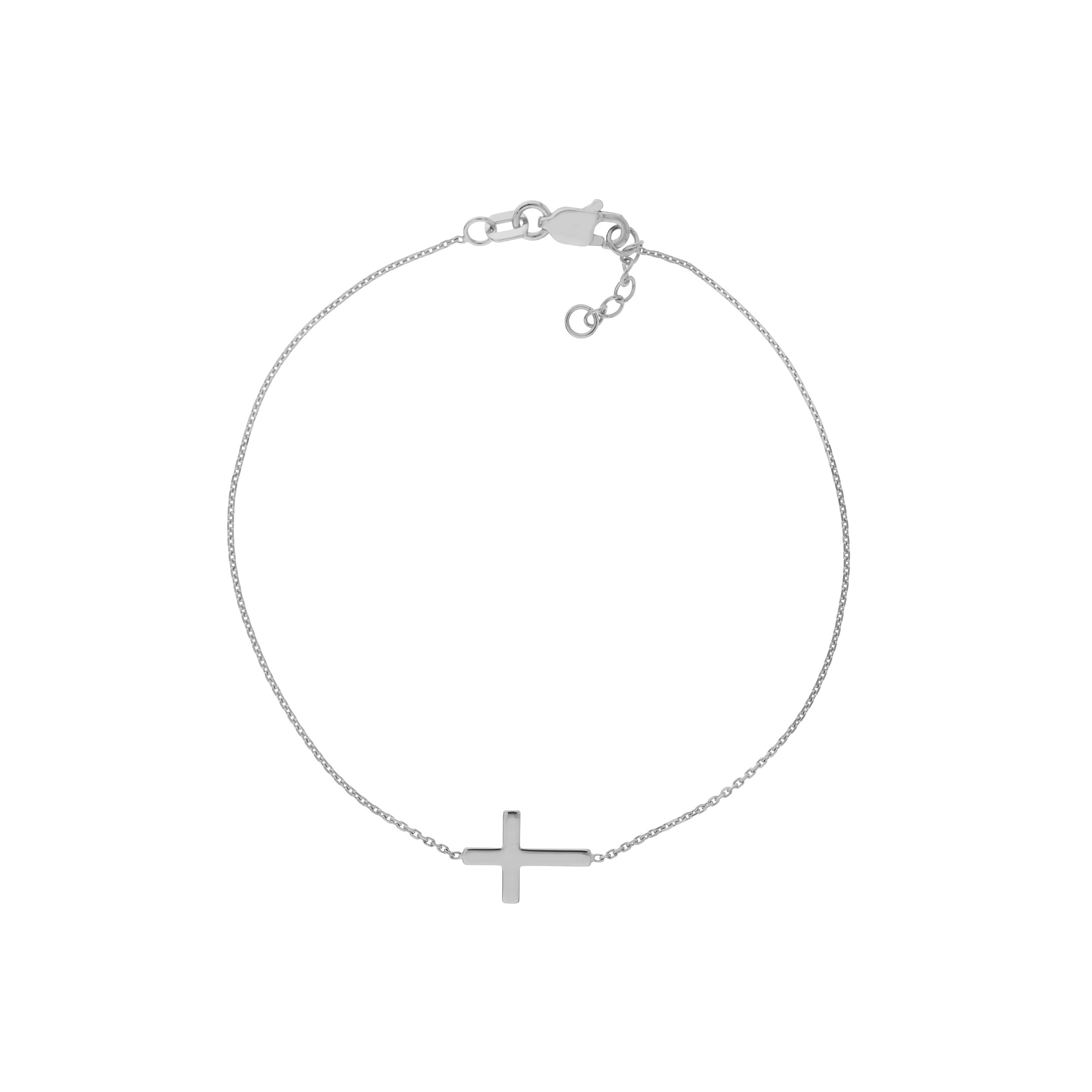14K Solid White Gold Cross Bracelet