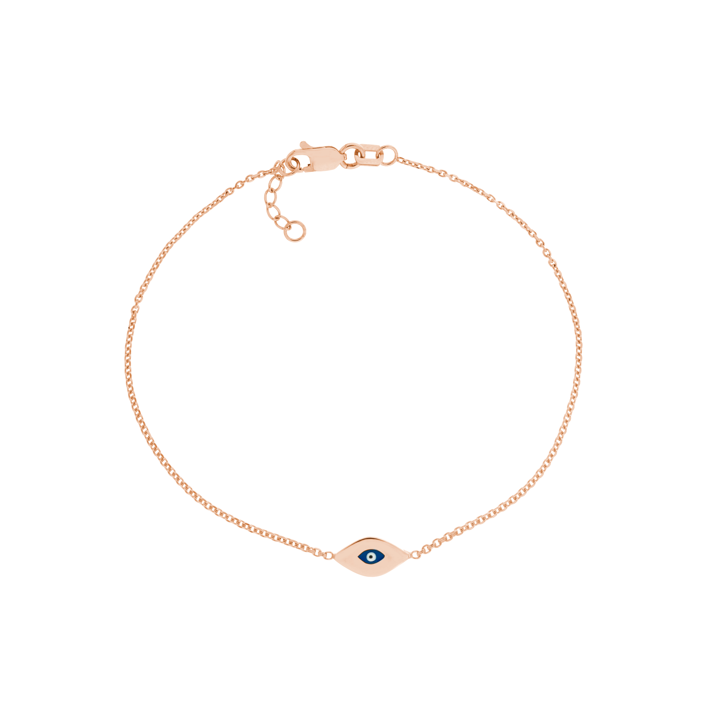 14K Solid Rose Gold Mini Evil Eye Bracelet