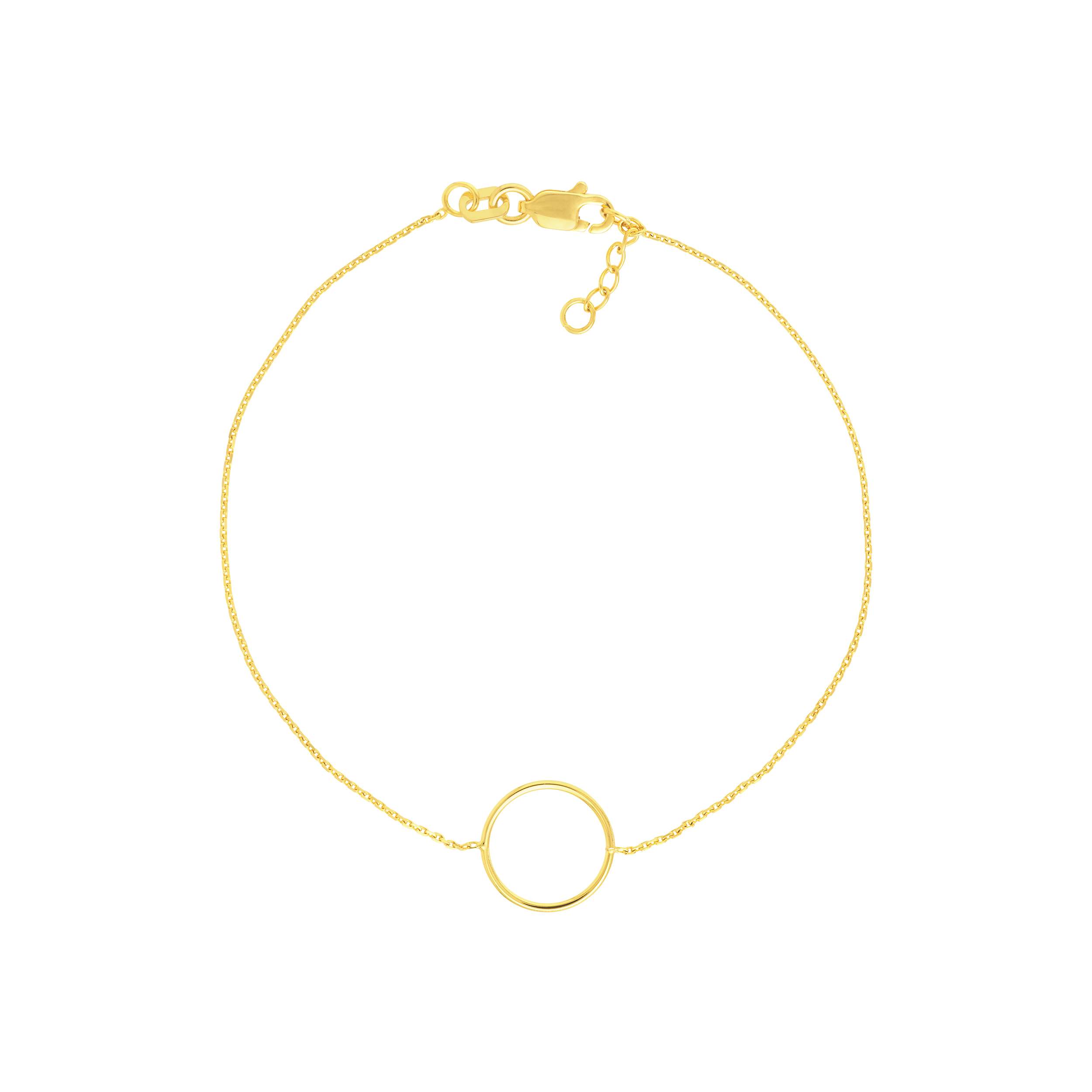 14K Solid Yellow Gold Circle Bracelet