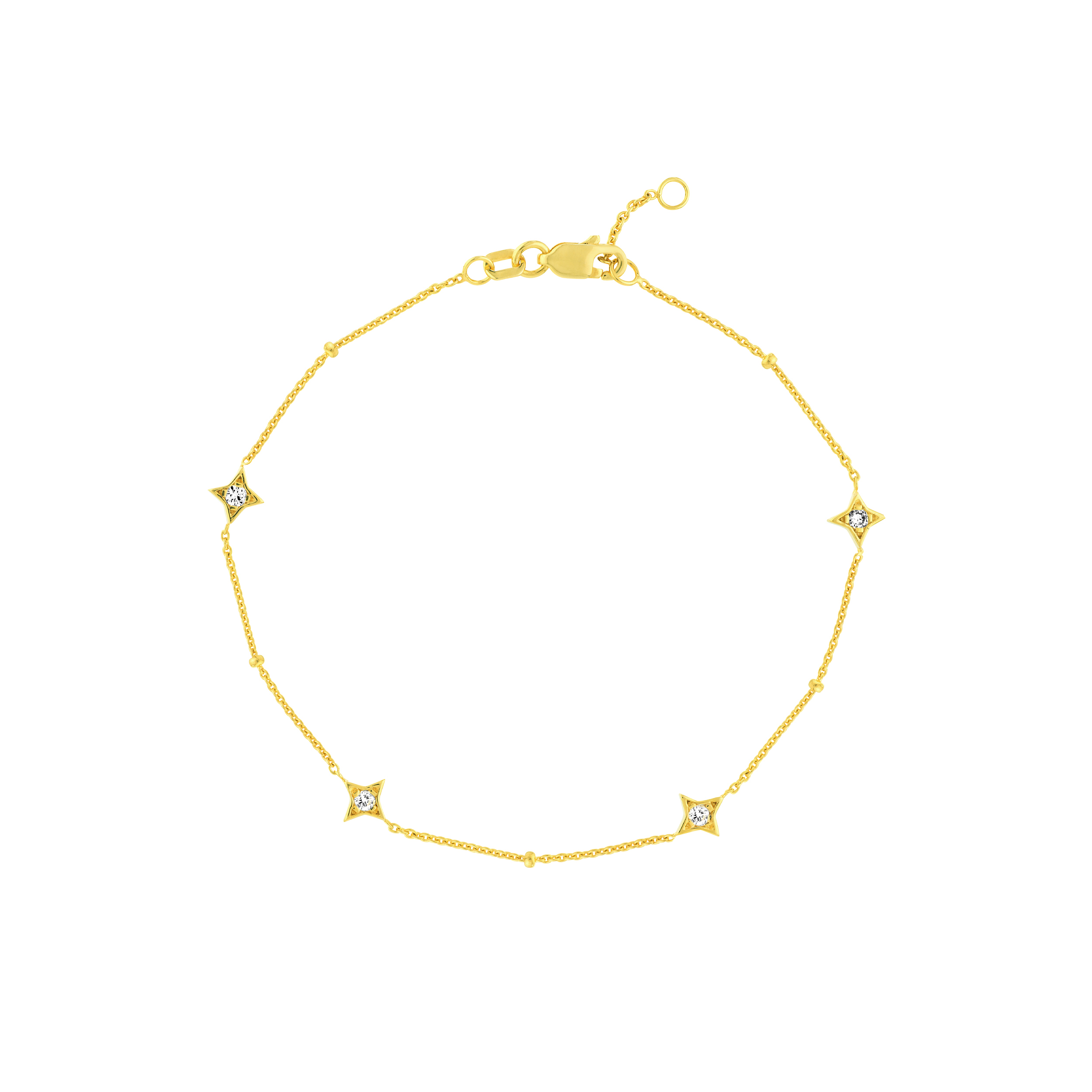 14K Solid Yellow Gold 1/8 CTW Natural Diamond Star Bracelet