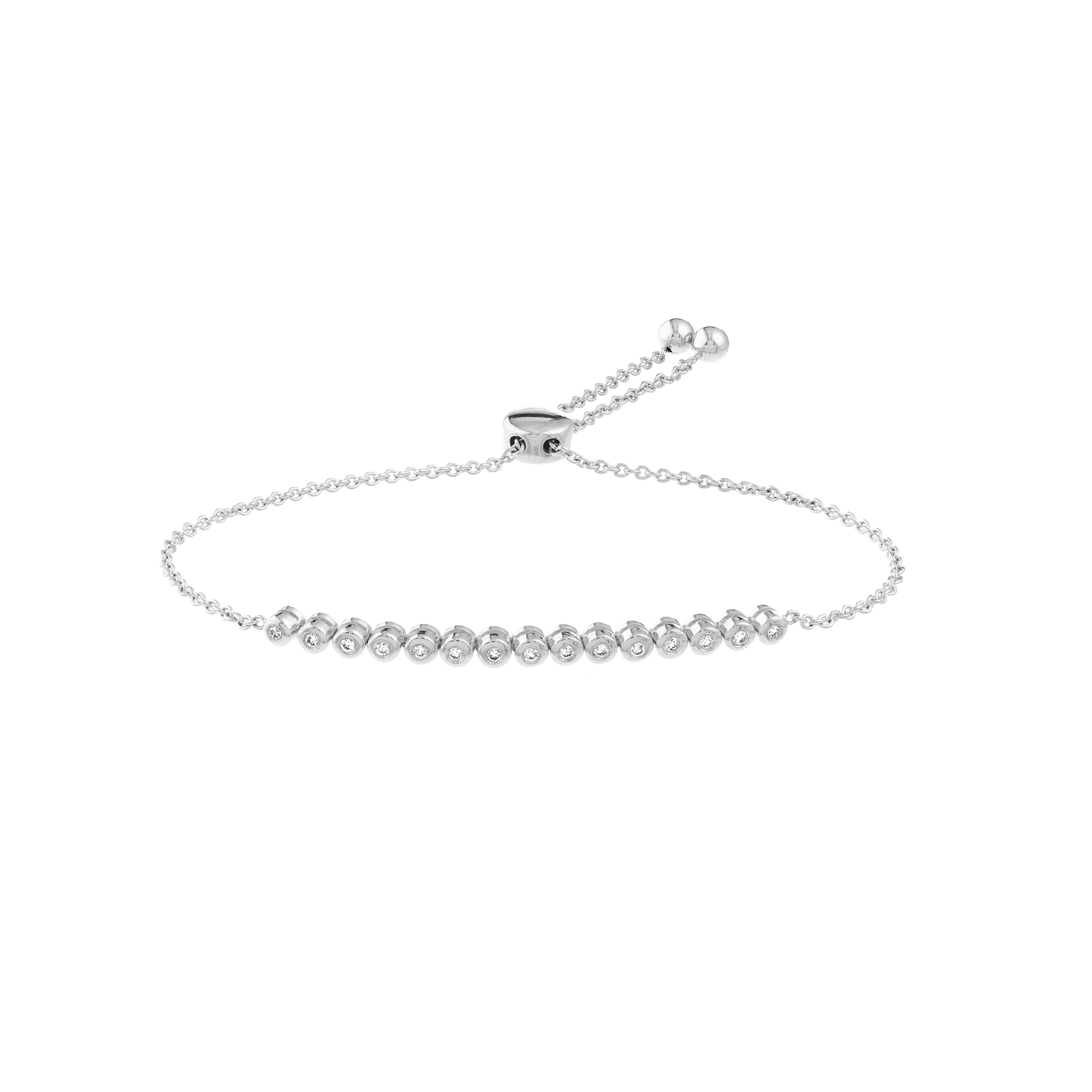 14K Solid White Gold and 1/5 CTW Natural Diamond Bolo Tennis Bracelet