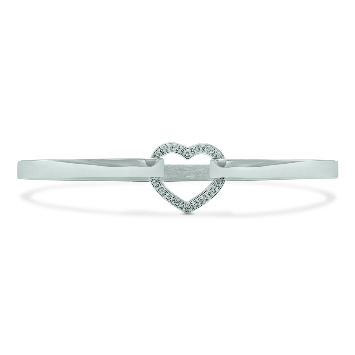 1/10 CTW Interlocking Diamond Heart Bangle Bracelet in.925 Sterling Silver