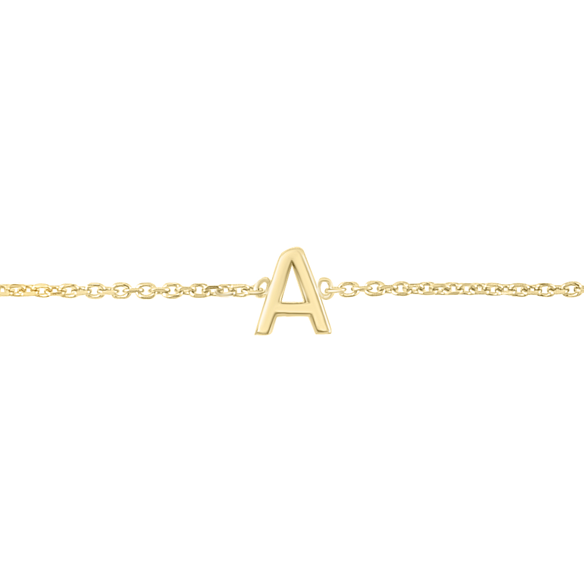 14K Solid Yellow Gold A Mini Initial Bracelet