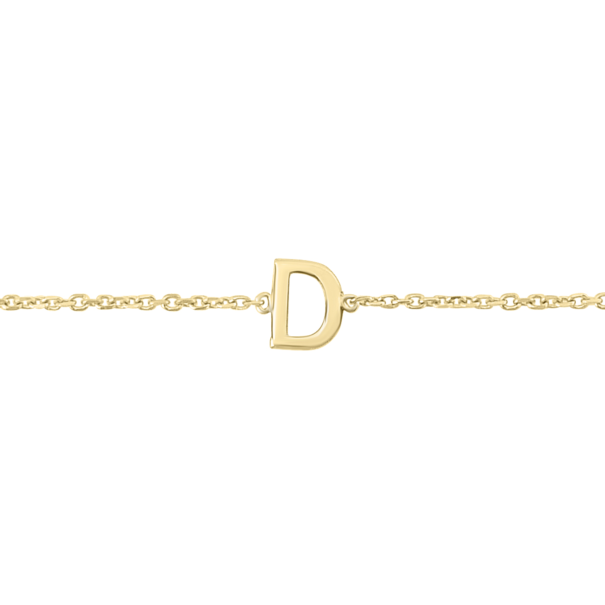 14K Solid Yellow Gold D Mini Initial Bracelet