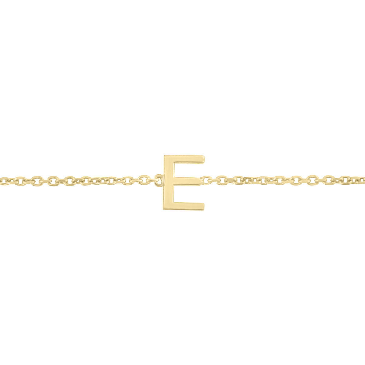 14K Solid Yellow Gold E Mini Initial Bracelet