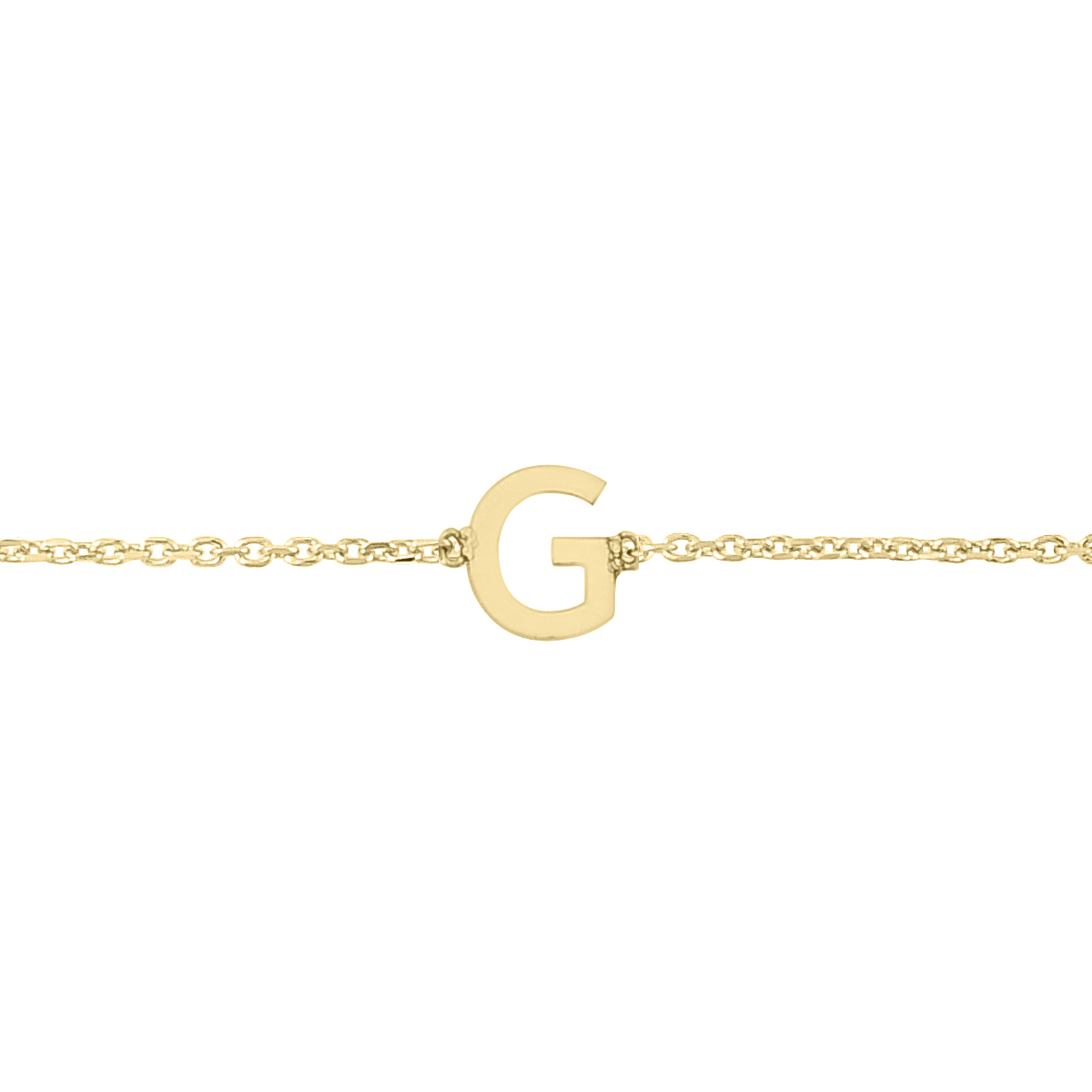 14K Solid Yellow Gold G Mini Initial Bracelet