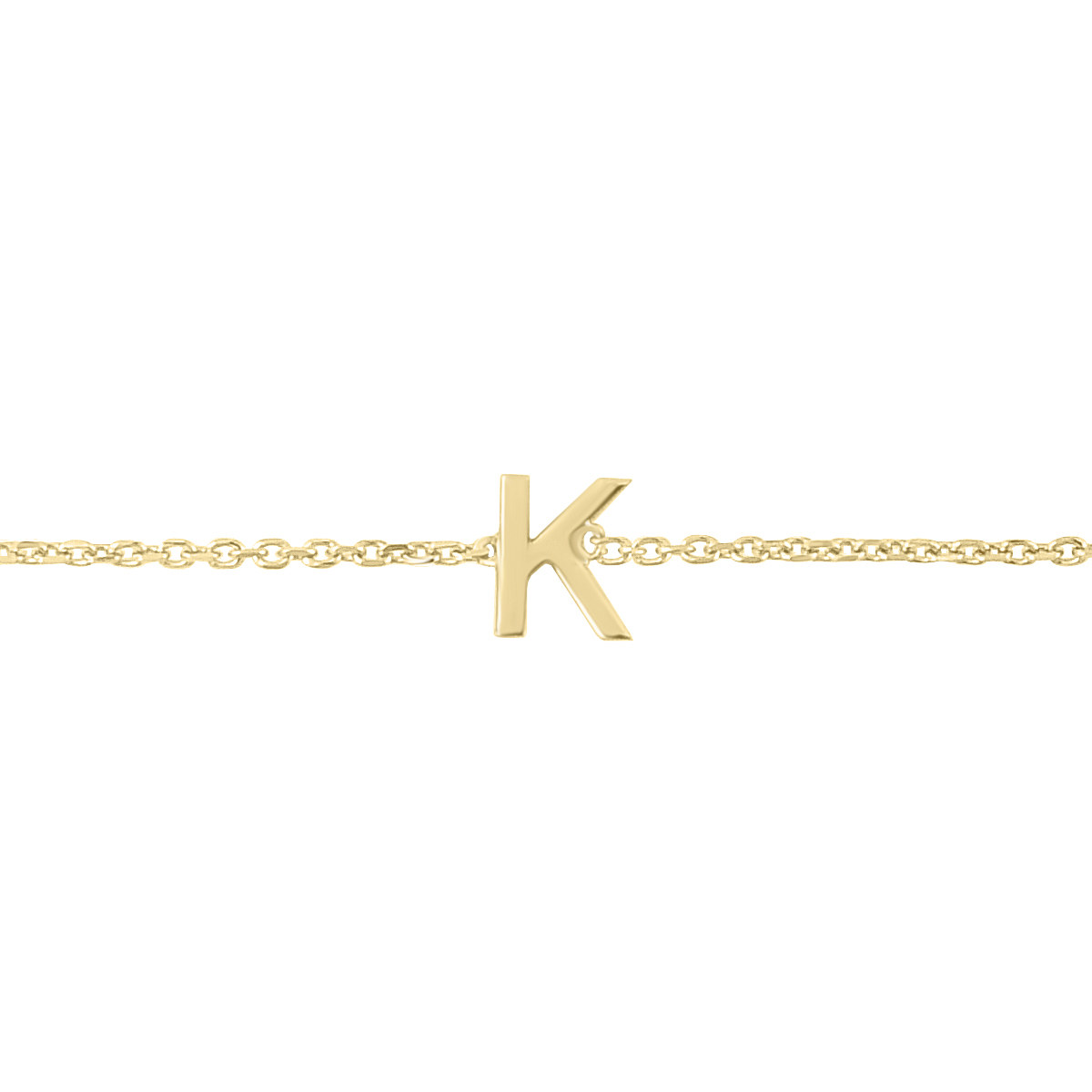 14K Solid Yellow Gold K Mini Initial Bracelet