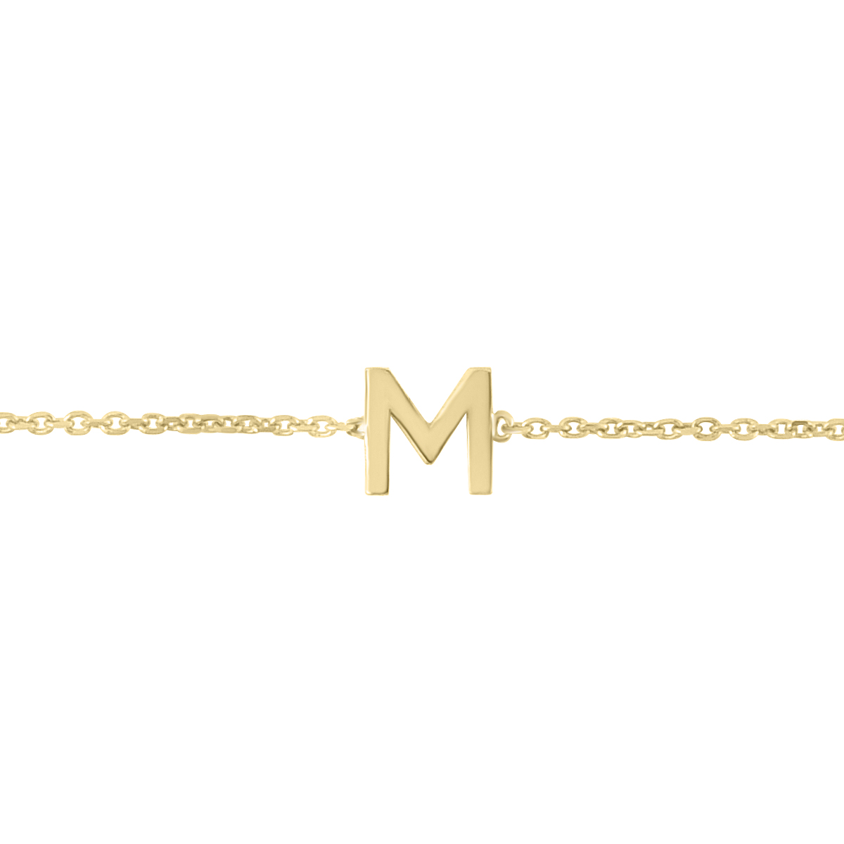 14K Solid Yellow Gold M Mini Initial Bracelet