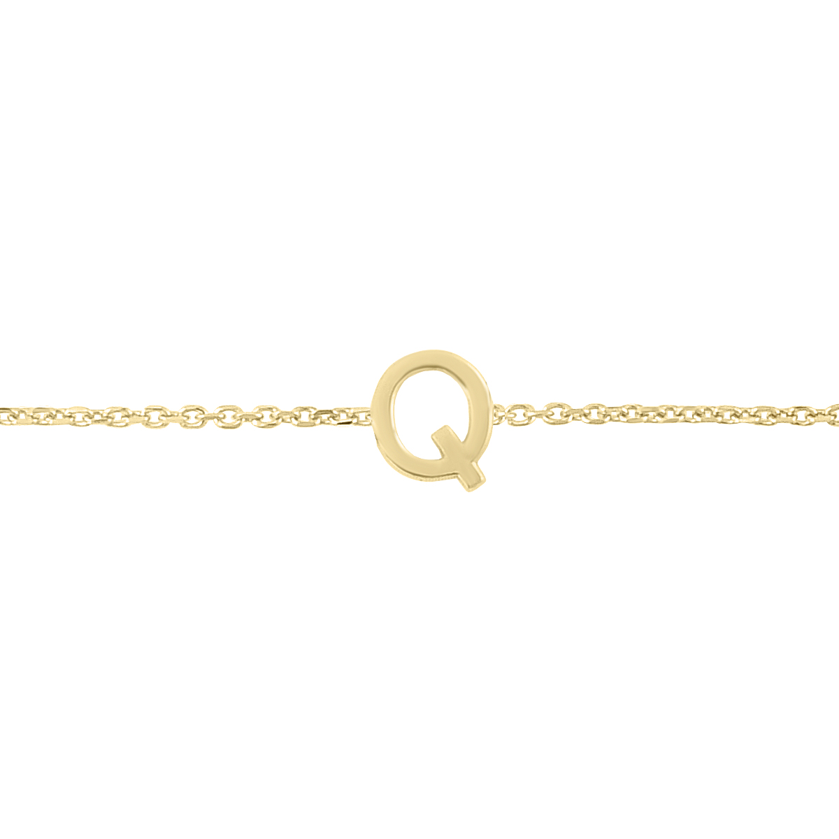 14K Solid Yellow Gold Q Mini Initial Bracelet