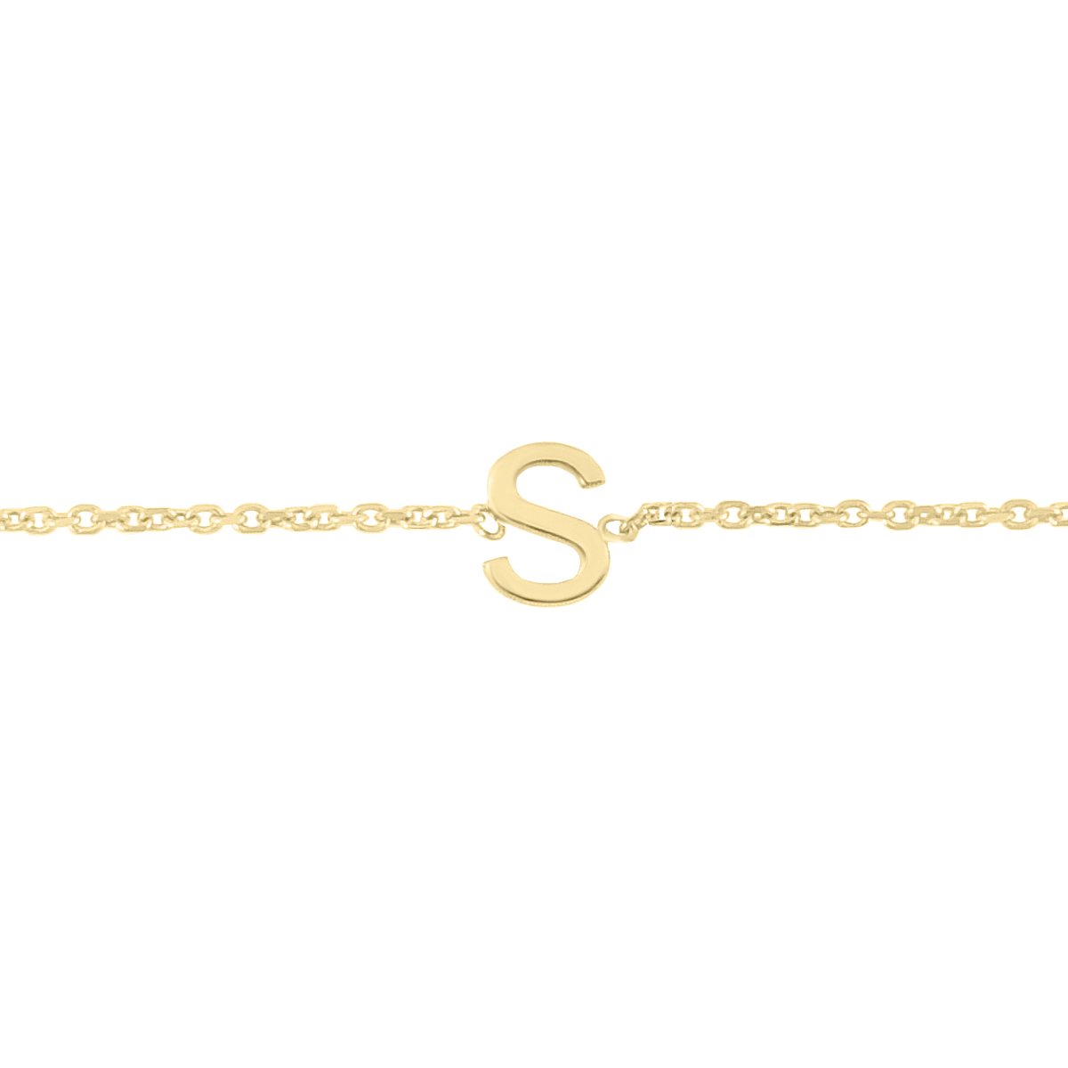 14K Solid Yellow Gold S Mini Initial Bracelet