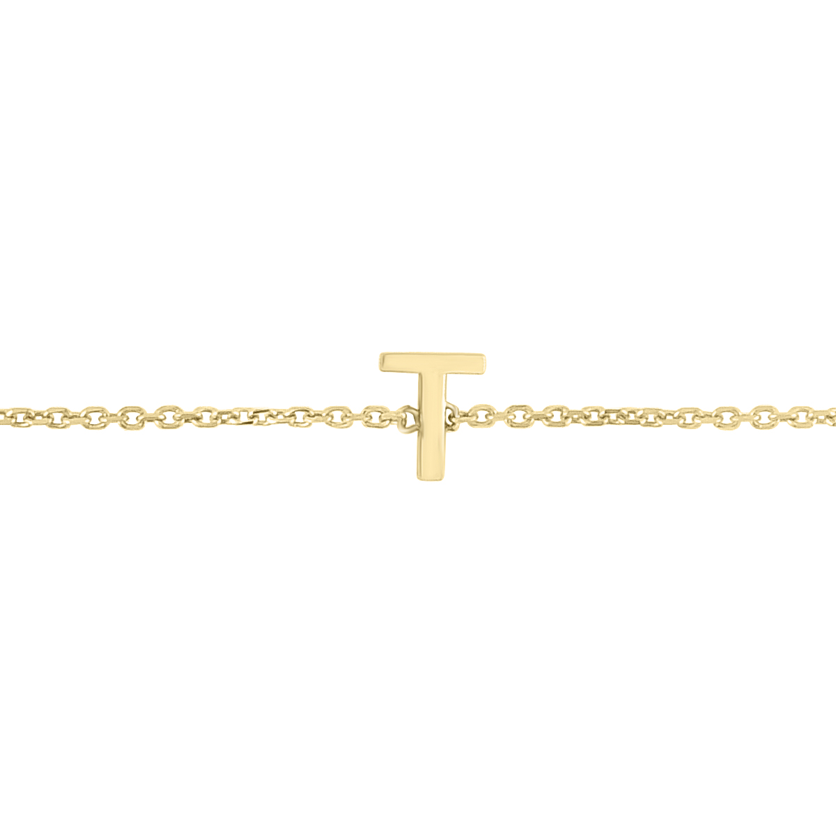 14K Solid Yellow Gold T Mini Initial Bracelet