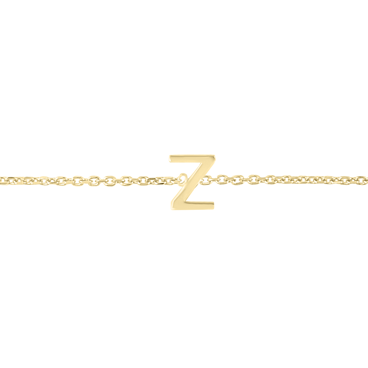 14K Solid Yellow Gold Z Mini Initial Bracelet