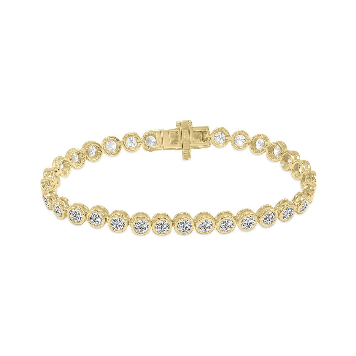7 Carat TW Bezel Set Lab Grown Diamond Bracelet in 14K Yellow Gold
