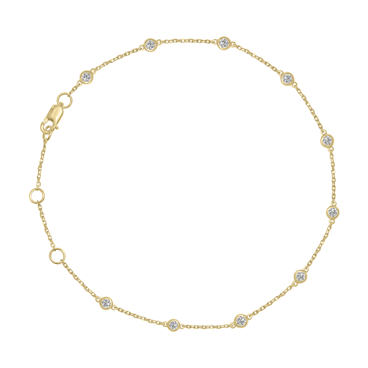 1/4 Carat TW Bezel Set Lab Grown Diamond Station Bracelet in 14K Yellow Gold