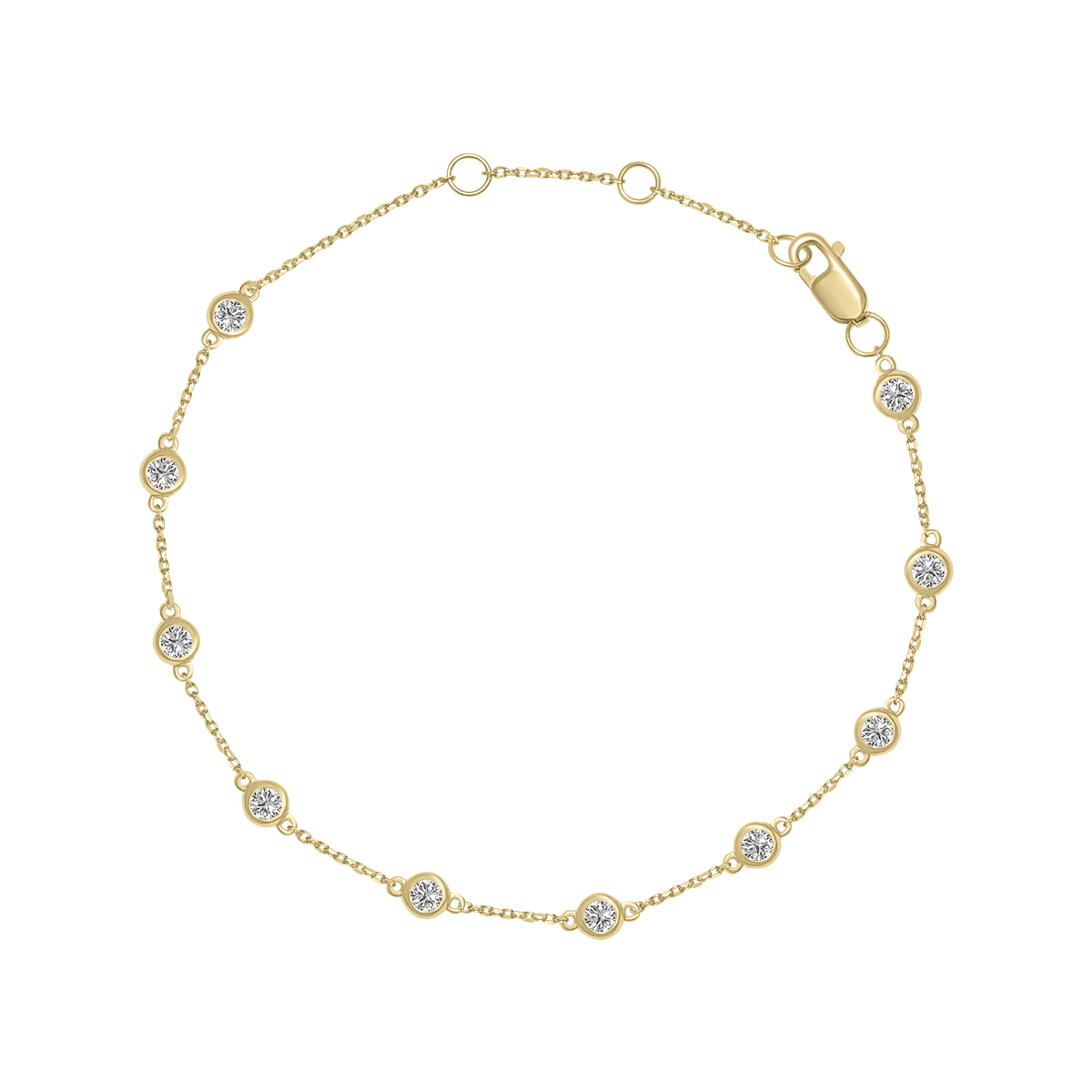 1/2 Carat TW Bezel Set Lab Grown Diamond Station Bracelet in 14K Yellow Gold