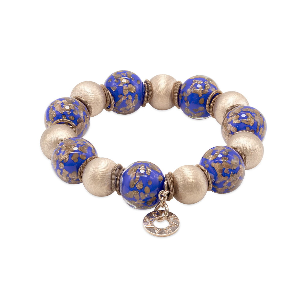 Magda Rose Beads and Deep Lapis Blue Murano Glass Bracelet