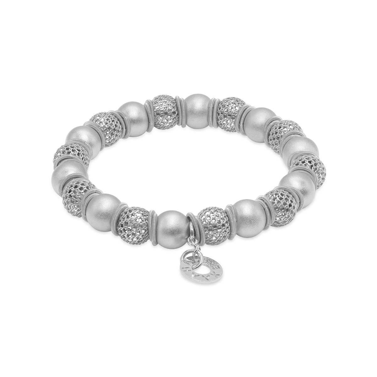 Palma Bianca Silver Woven and Satin Beads Bracelet