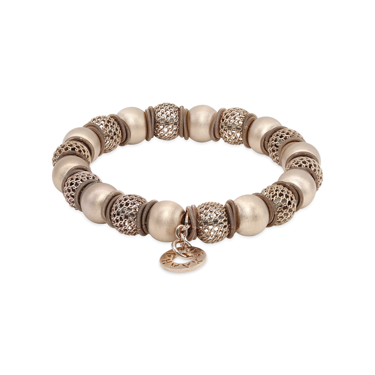 Palma Rosa Rose Woven and Satin Beads Bracelet