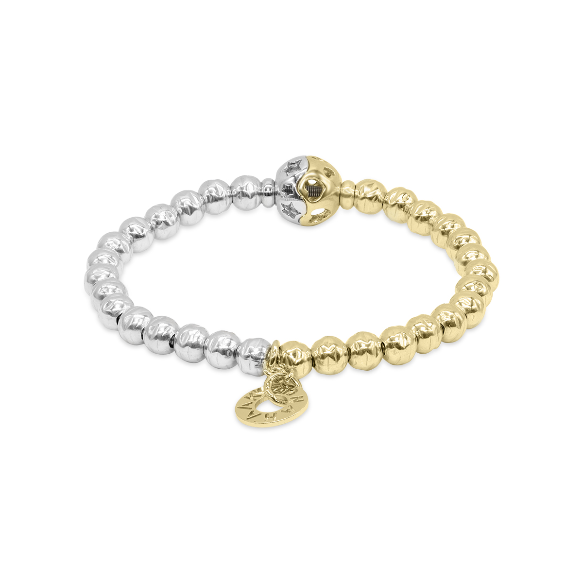 Mila Gold and Silver Day and Night Bracelet with Moon and Star Accent Beads