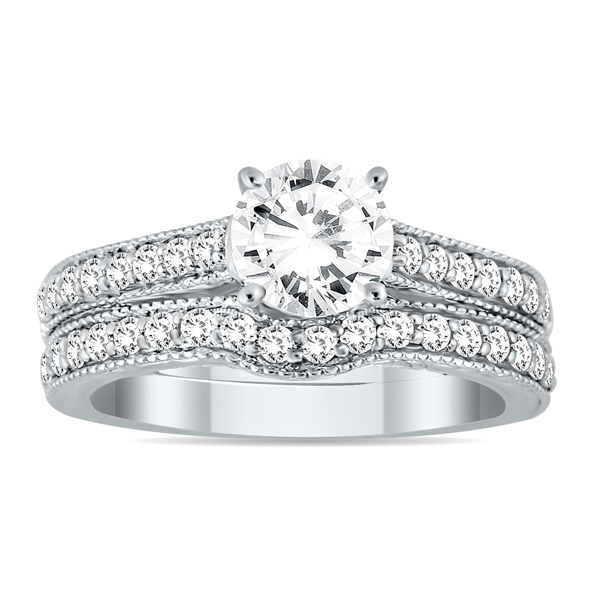 Women's Certified 1 1/4 Carat TW Diamond Bridal Set in 14K White Gold (J-K Color, I2-I3 Clarity)
