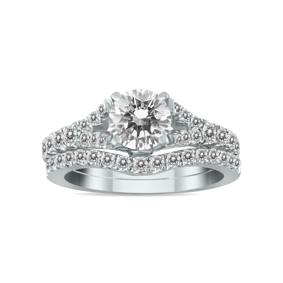 Certified 1 3/4 Carat TW Diamond Bridal Set in 14K White Gold (J-K Color, I2-I3 Clarity)