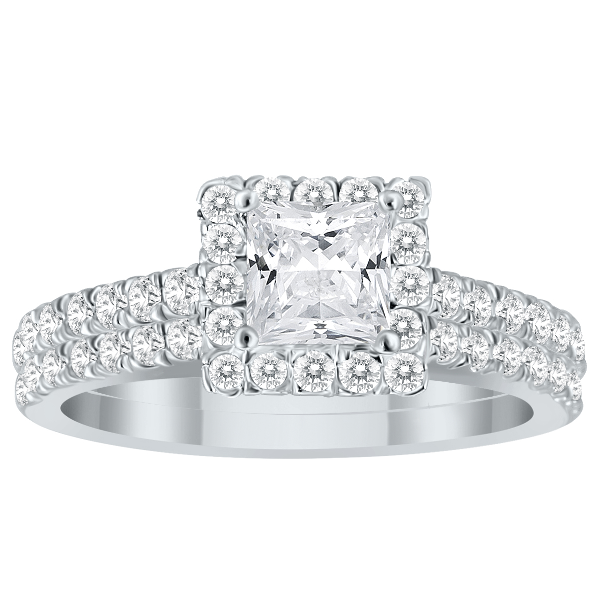 1 1/4 CTW Princess Cut Genuine Diamond Ring in 14K White Gold