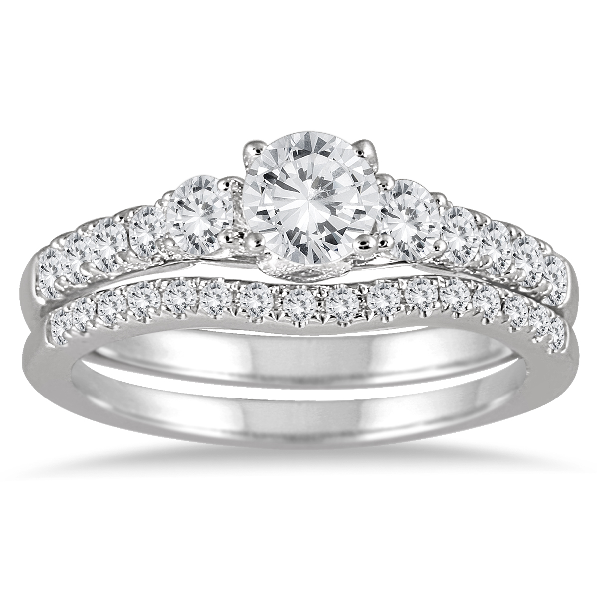 1 1/10 Carat TW Diamond Bridal Set in 14K White Gold