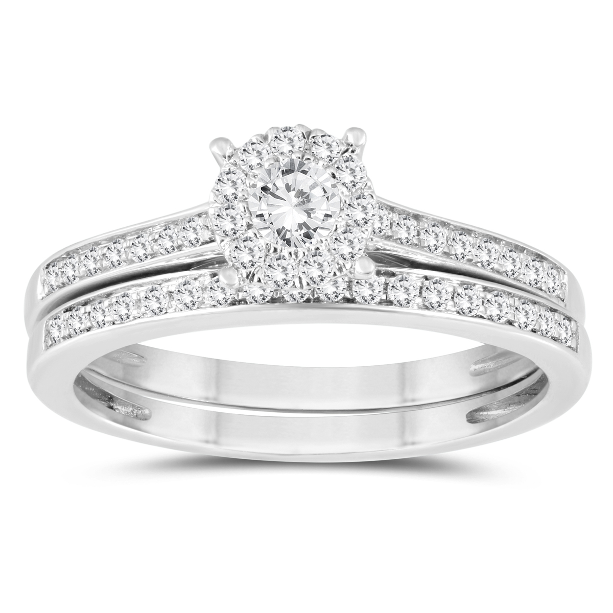 1/2 Carat TW Diamond Engagement Ring and Wedding Band Bridal Set in 10K White Gold