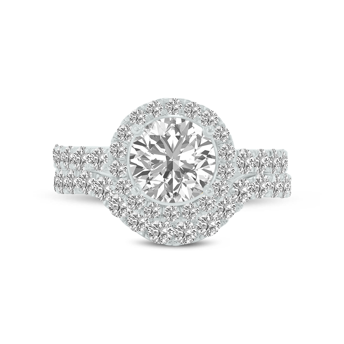 3 1/2 Carat TW Round Lab Grown Diamond Bridal Set in 14K White Gold