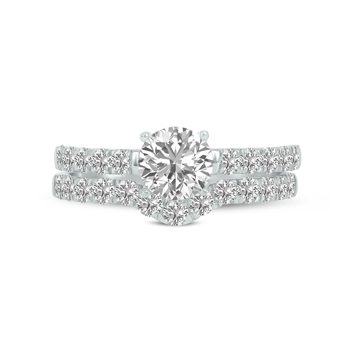 Almost 2 Carat TW Round Lab Grown Diamond Bridal Set in 14K White Gold